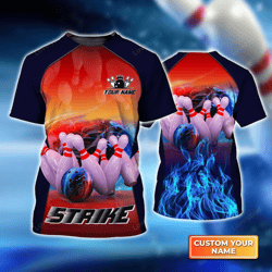 customized men s bowling strike rot 3d tshirt - unique gift for bowlers