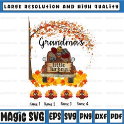 personalized name grandma's little pumpkins with truck png, thanksgiving png,custom name on pumpkins, sublimation png
