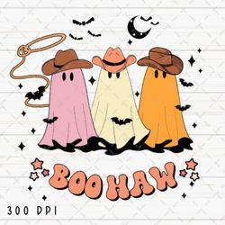 Retro Boo Haw Ghost Cowboy Halloween PNG