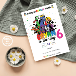 Personalized File Rainbow Friends Birthday Invitation | Rainbow Friends Invitation | Rainbow Friend Invite | Instant Dow