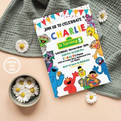 personalized file birthday invitation | sesame street birthday invitations, sesame street png | for boy and girl kids in