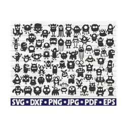 76 mini monsters silhouettes / cut file / cliparts / printable / vectors / commercial use instant download