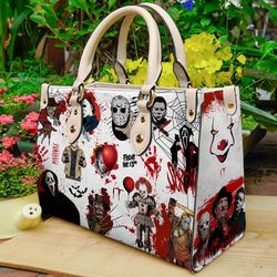 Halloween Horror Movies Characters Leather Bag For Women,Halloween Bags and Purses,Handmade Bag