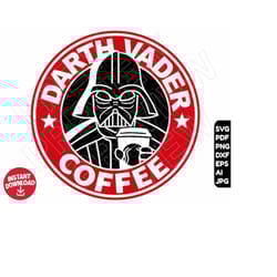 darth vader coffee svg dxf png clipart , cut file layered by color