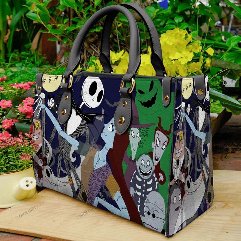 Nightmare Before Christmas Women leather hand bag,Jack And Sally Woman Handbag,Jack Skellington Lover Handbag,Custom Nightmare Leather Bag - 1.jpg
