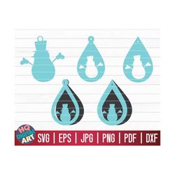 5 snowman earrings svg bundle / christmas earrings svg / teardrop earrings / vector jewelry template / laser cut / penda