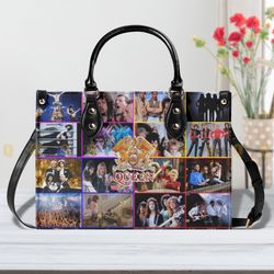 queen band leather handbag, queen handbag, music band handbag