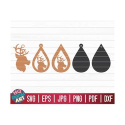 reindeer earrings svg bundle / christmas earrings svg / teardrop earrings / vector jewelry template / laser cut / pendan