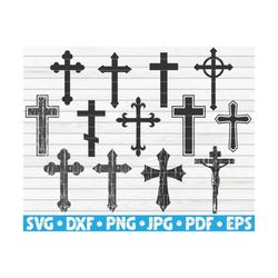 13 crosses silhouettes / cut file / cliparts / printable / vectors / commercial use instant download