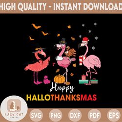 happy hallothanksmas flamingo svg, witch turkey reindeer, funny flamingo thanksgiving svg- thanksgiving christmas