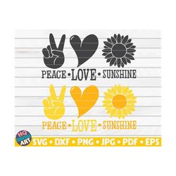 peace love sunshine svg / sunflower quote svg / cut file / clipart / printable / vector | commercial use | instant downl