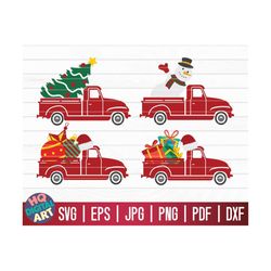 4 Christmas Trucks SVG Bundle with Gifts, Globes, Snowman, Christmas Tree / Cut File / cliparts / printable / vectors /