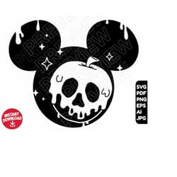poison apple svg png clipart , disneyland ears , snow white witch , cut file outline silhouette
