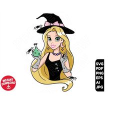 rapunzel halloween svg witch princess png clipart , cut file layered by color