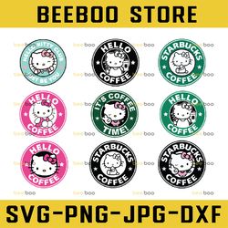 hello kitty coffee svg, starbucks coffee ring svg, boss girl svg, cricut, silhouette vector cut file