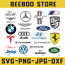 cars brands logo bundle, cars logo svg , brand logo cricut, silhouette, cut file, tesla vector, jeep svg, ferrari svg
