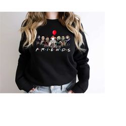horror characters friends sweatshirt, halloween horror characters sweat, friends halloween sweat, horror movie character