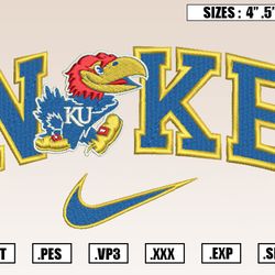 Nike x Kansas Jayhawks Embroidery Designs, NCAA Embroidery Design File Instant Download