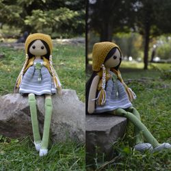 crochet autumn doll with long legs amigurumi pattern, crochet knitting clothes eng pdf