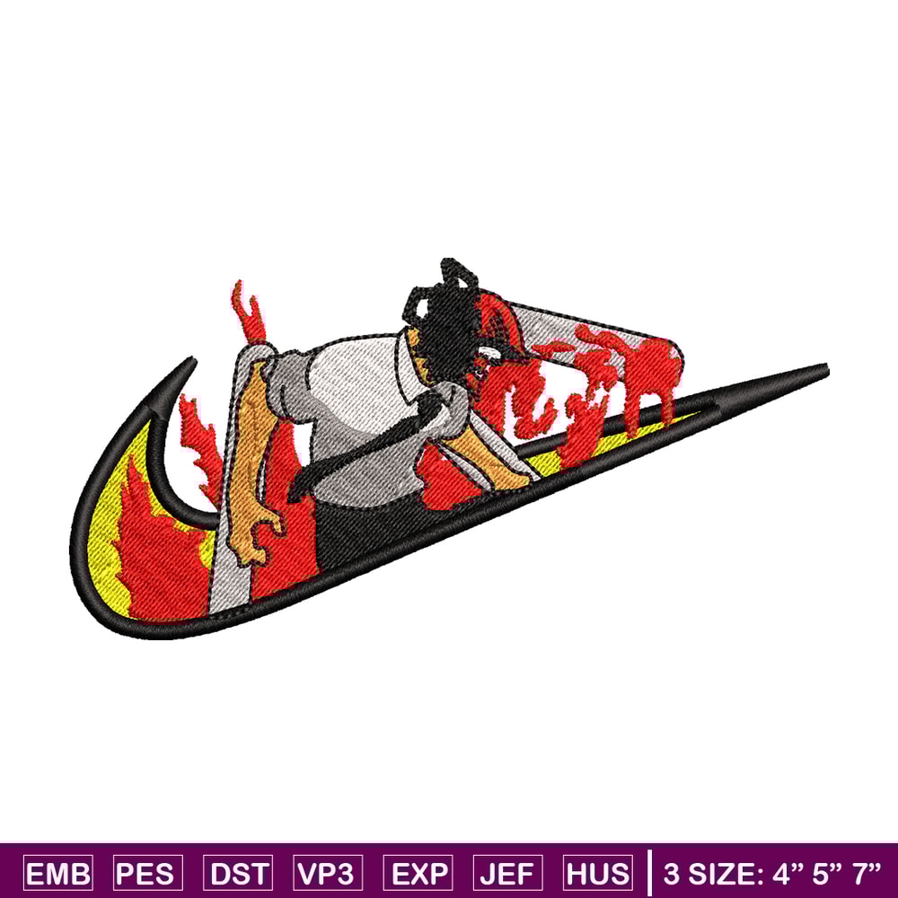 Chainsaw man Nike embroidery design, Chainsaw man embroidery, Nike design, anime design, anime shirt, Digital download.jpg