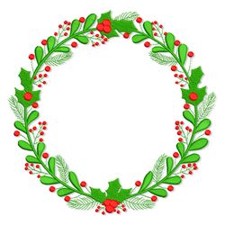 Christmas Wreath Embroidery Design. Christmas Monogram frame machine embroidery file