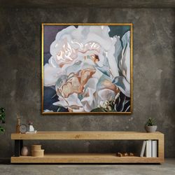 gold flowers printing on canvas wall art, gold gray rose wall hanging, floral art work, wall art canvas design, framed c