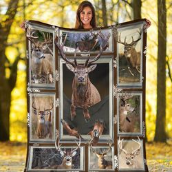 3d deer hunting pocket funny gift for hunters fleece blanket