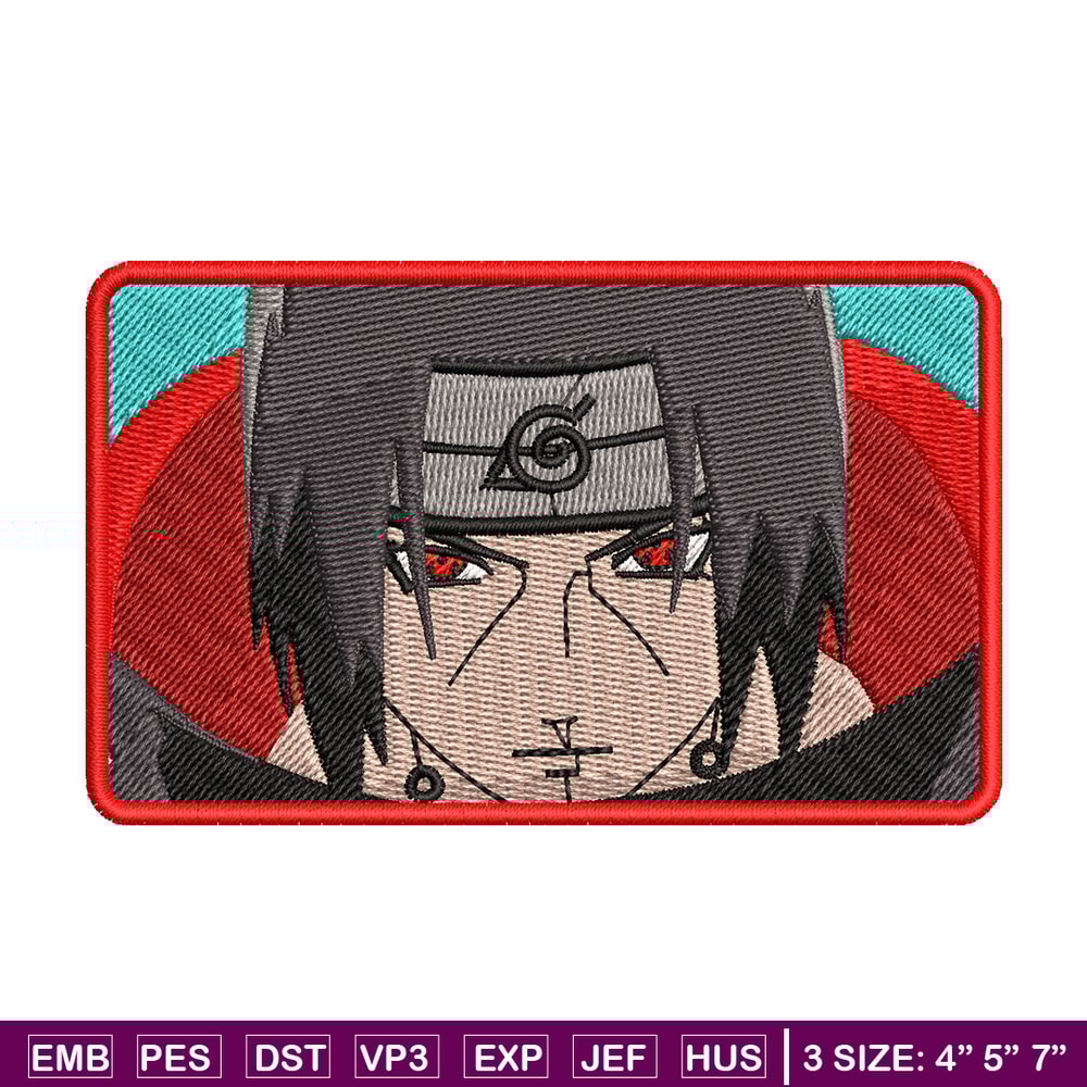 Itachi rectangle embroidery design, Naruto embroidery, logo design, anime design, anime shirt, Digital download.jpg