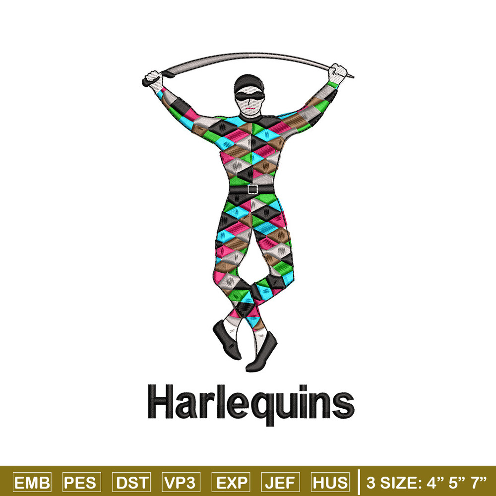 Harlequins embroidery design, Harlequins embroidery, Embroidery file, Embroidery shirt, Emb design, Digital download.jpg