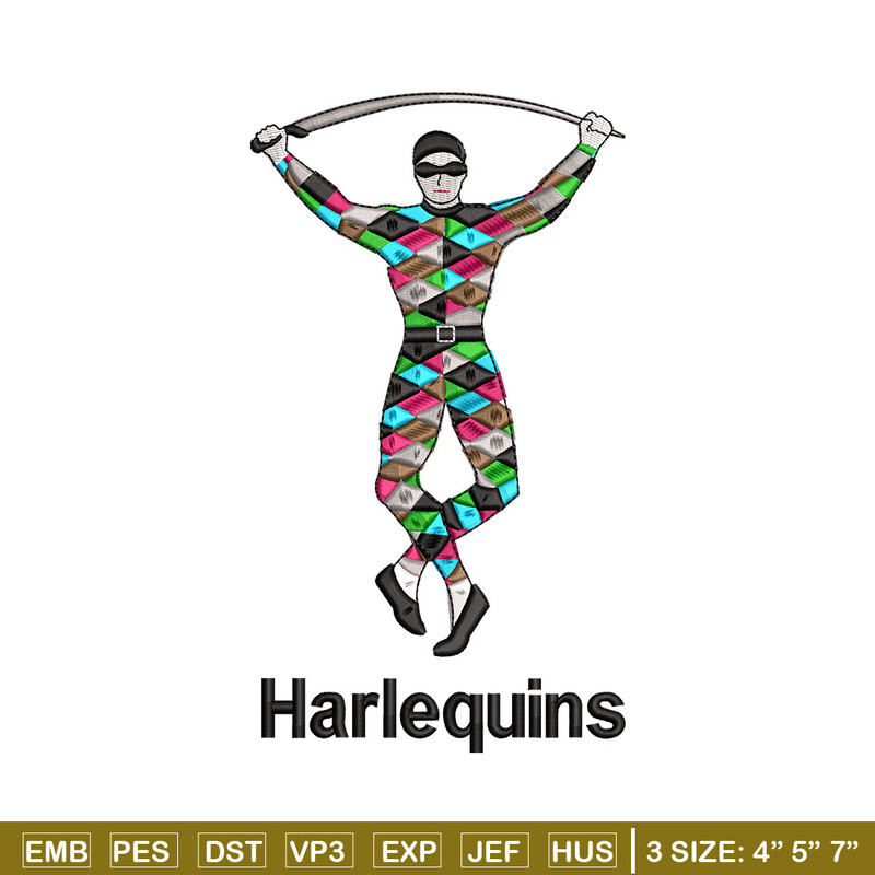 Harlequins embroidery design, Harlequins embroidery, Embroidery file, Embroidery shirt, Emb design, Digital download.jpg