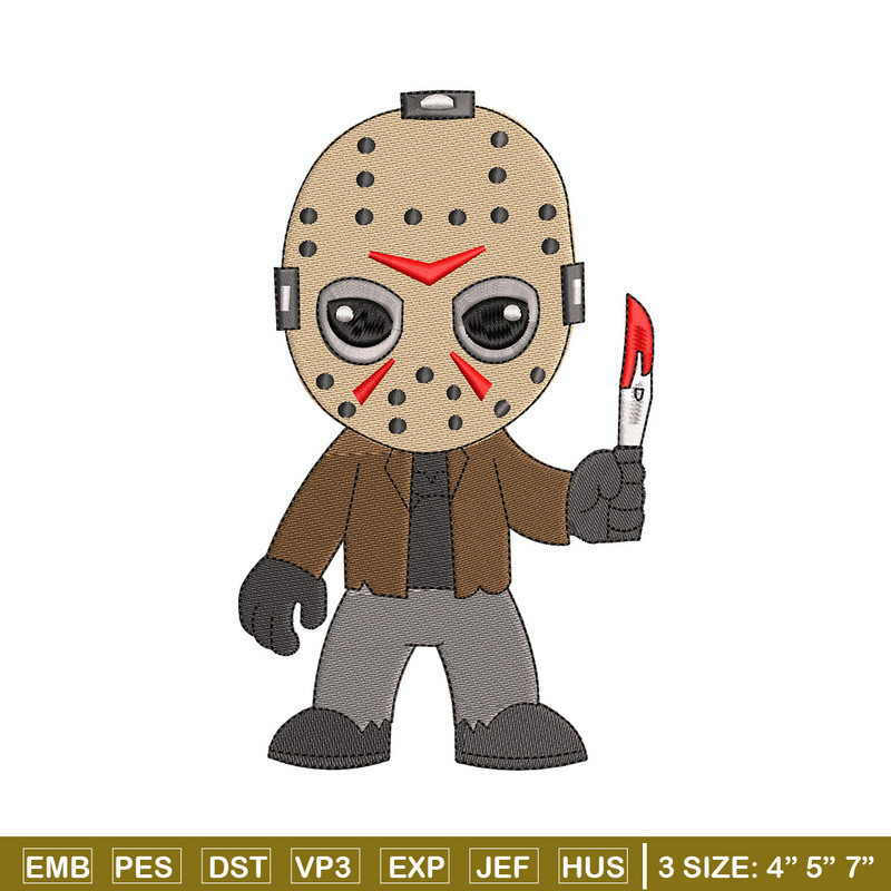Jason Voorhees embroidery design, Horror embroidery, Embroidery file, Embroidery shirt, Emb design, Digital download.jpg