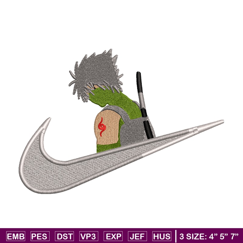 Kakashi Hatake Nike embroidery design, Naruto embroidery, nike design, anime design, anime shirt, Digital download.jpg