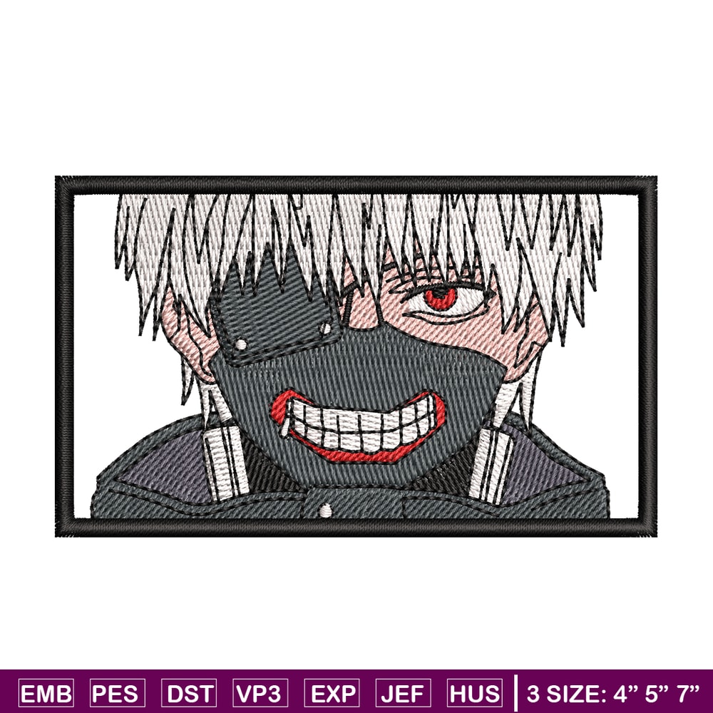 Ken kaneki embroidery design, Tokyo Ghoul embroidery, anime design, embroidery file, anime shirt, Digital download.jpg