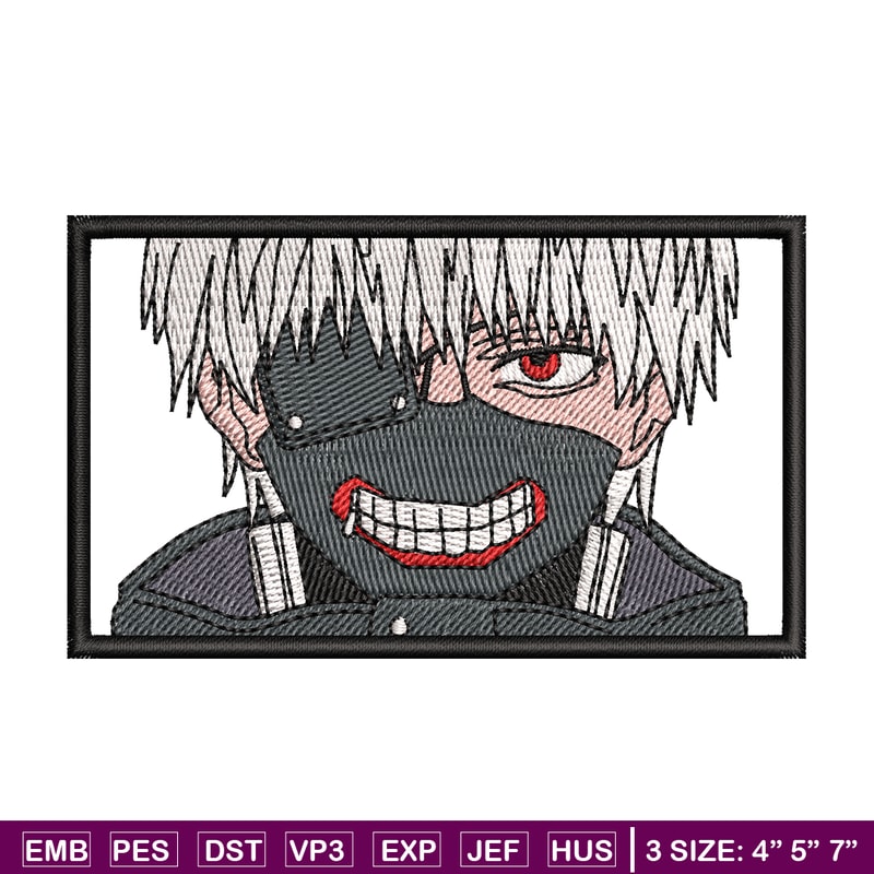 Ken kaneki embroidery design, Tokyo Ghoul embroidery, anime design, embroidery file, anime shirt, Digital download.jpg