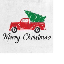 merry christmas truck svg file, christmas tree svg design, red truck svg, christmas svg cut file, truck tree svg, cricut