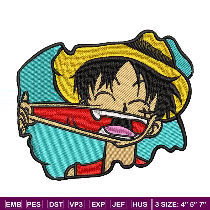 Luffy Laugh embroidery design, One Piece embroidery, embroidery file, anime design, anime shirt, Digital download.jpg