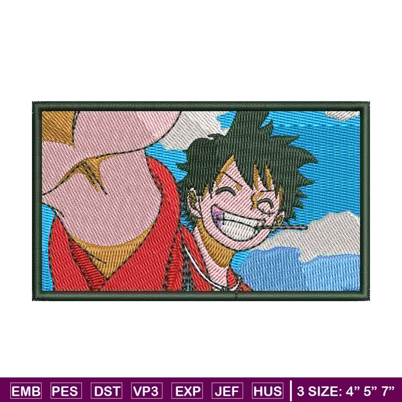 Luffy Smile embroidery design, One Piece embroidery, embroidery file, anime design, anime shirt, Digital download.jpg