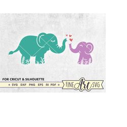 Elephant Mom and Baby SVG cut file for Cricut Silhouette, cute baby elephant clipart design for t-shirts baby onesie, ba