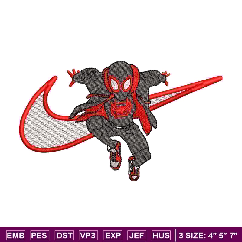 Nike Black Spiderman embroidery design, Black Spiderman embroidery, Nike design, movie design, Digital download.jpg