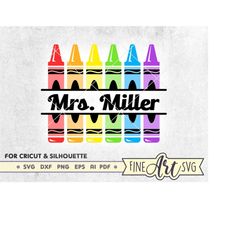 crayon split monogram svg, teacher name svg, classroom crayon sign, svg file for cricut, back to school svg, kindergarte