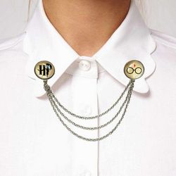 Harry Potter brooch, HP collar brooch with chain, Harry Potter glasses Pin