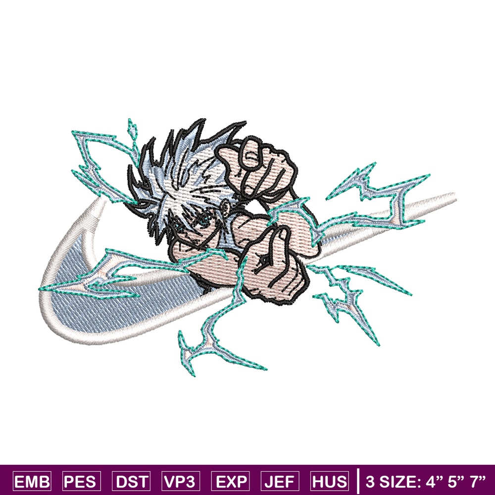 Nike Zoldyck Killua embroidery design, Hunter x hunter embroidery, nike design, embroidery file, Digital download.jpg