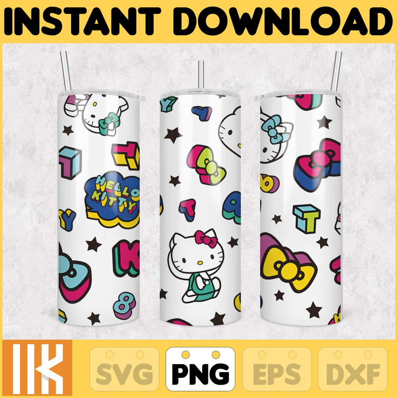 Kitty Coffee Tumbler, 20oz Straight Skinny Wrap, Spring Flower Pink Cat PNG, Tumbler Wrap, Cartoon Tumbler Wrap (32).jpg