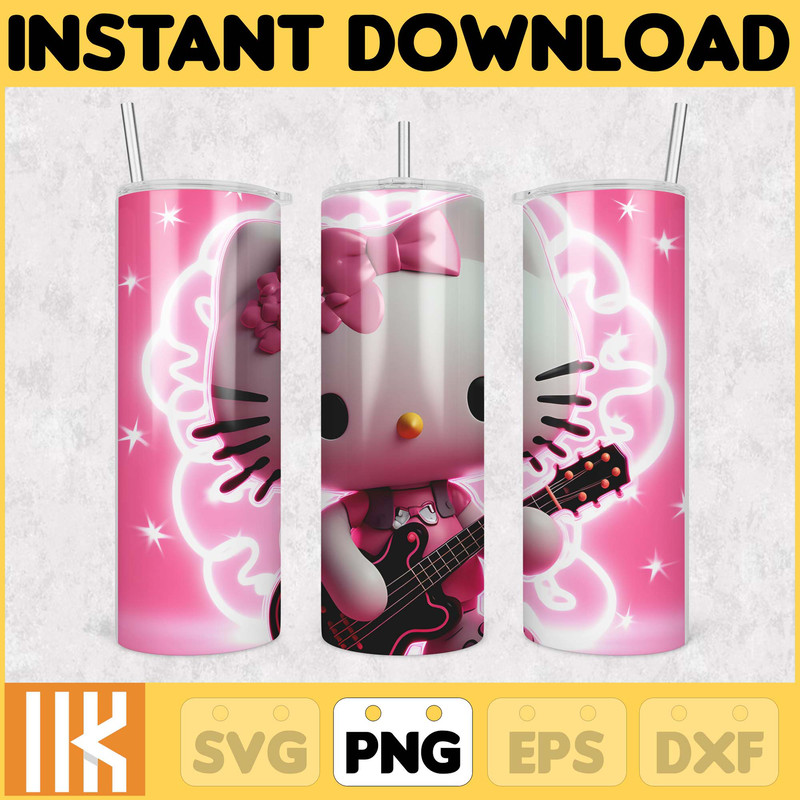 Kitty Coffee Tumbler, 20oz Straight Skinny Wrap, Spring Flower Pink Cat PNG, Tumbler Wrap, Cartoon Tumbler Wrap (48).jpg