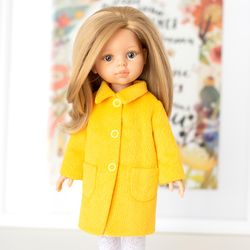 Doll outerwear yellow coat for Paola Reina doll, Siblies Ruby Red doll, 13 inches doll clothes, fall doll outfit