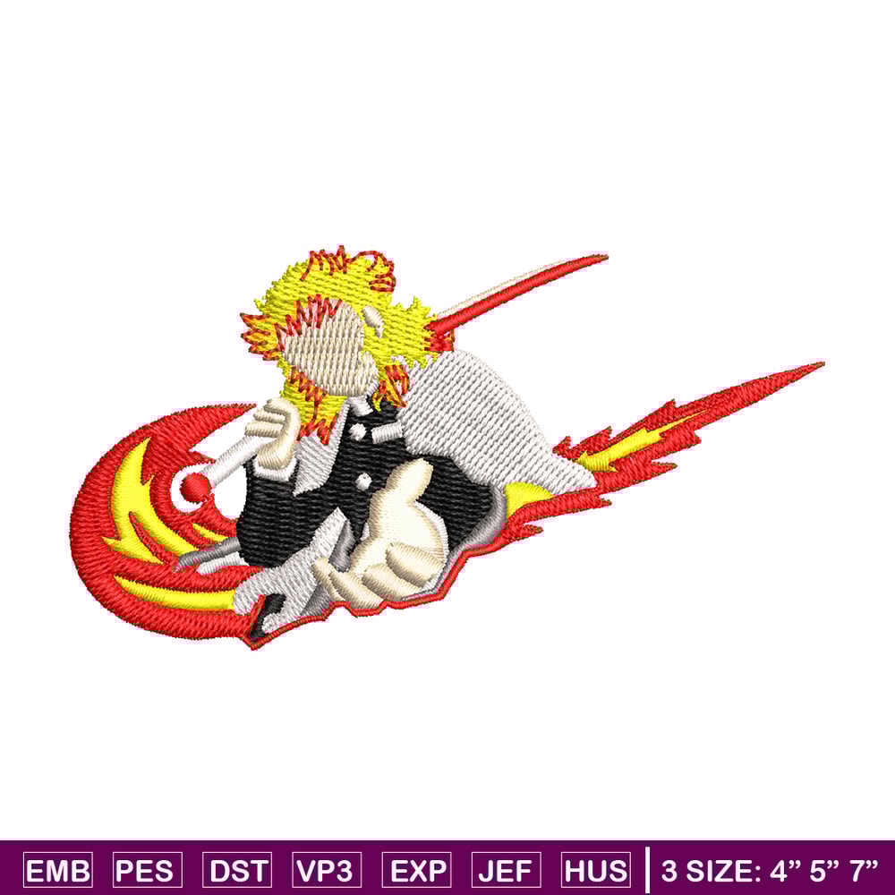 Rengoku Nike fire embroidery design, Kimetsu no Yaiba embroidery, embroidery file, anime design, Digital download.jpg