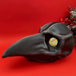 Black Plague Doctor Mask with lenses, Crow bird mask, Venetian Mask, Raven mask, Adjustable buckle Bird Beak mask