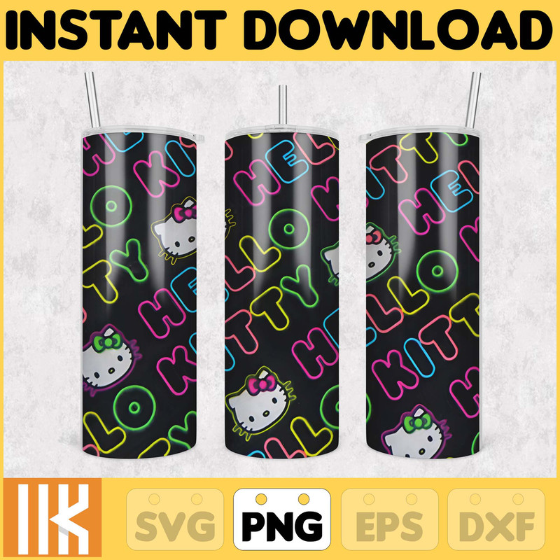 Kitty Coffee Tumbler, 20oz Straight Skinny Wrap, Spring Flower Pink Cat PNG, Tumbler Wrap, Cartoon Tumbler Wrap (30).jpg