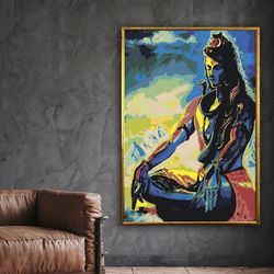 lord shiva canvas hindu art spiritual art shiva statue indian gods print yoga spiritual buddhist wall art yoga mantra de