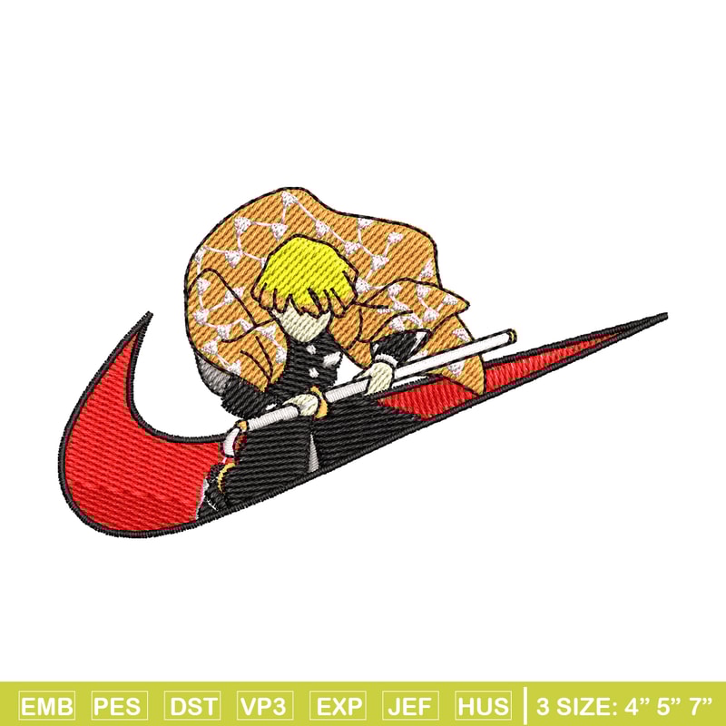 Agatsuma Zenitsu Nike embroidery design, Kimetsu no Yaiba embroidery, Nike design, anime design, Digital download.jpg